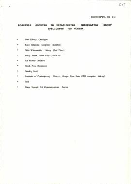 Possible sources in establishing information about applicants to CODESA