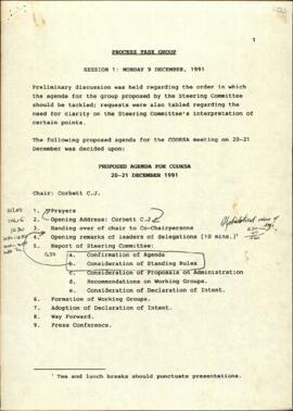 Copies of minutes of Task Group Three Process meeting - hand amended