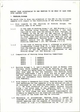 Report from Secretariat to Daily Management Committee Meeting