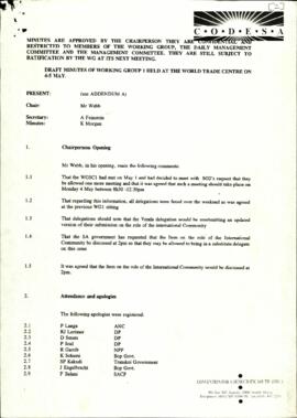 Draft Minutes of the Working Group 1 meeting