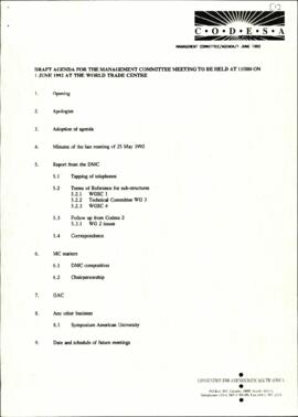 Draft Agenda for  Management Committee meeting
