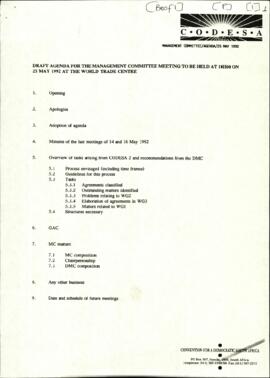 Draft  Agenda and Minutes of the Management Committee meeting