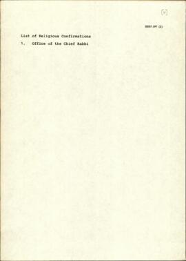 List of Religious Confirmations