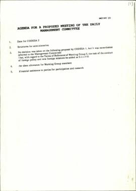Agenda for a Proposed Meeting of the Daily Management Committee
