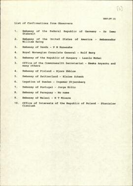List of Confirmations from Observers