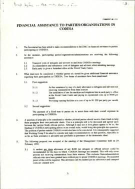 Drafts by Secretariat in association with Administration and Finance