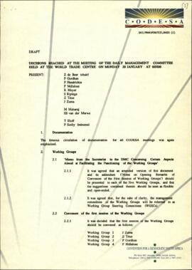 Draft Decisions Reached at the Meeting of the Daily Management Committee