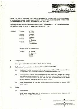 These are draft minutes. They are confidential and restricted to members of the secretariat
