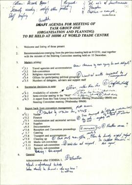 Accepted Agenda for Task Group One Organisation and Planning meeting - Hand amended version