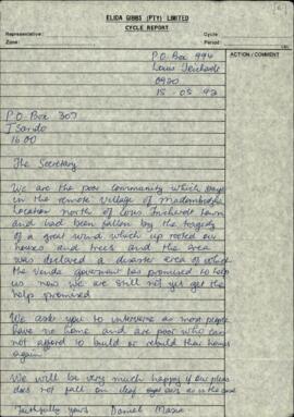 Letter from Daniel Maria