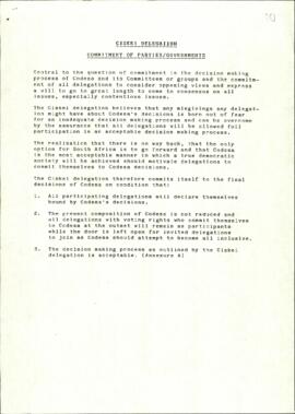 Ciskei Delegation commitment of parties and government