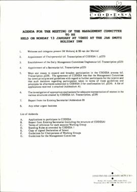 Agenda of the meeting of the Management Committee