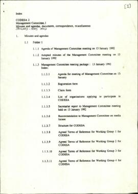 Index CODESA 2 Management Committee one