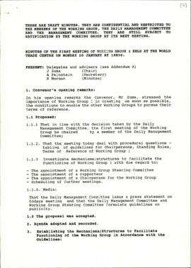 Minutes of the Working Group one meeting
