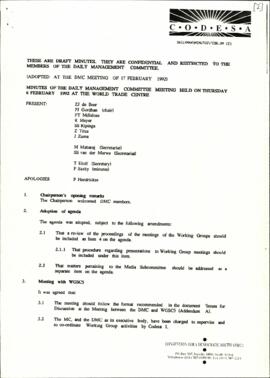 Minutes of the Daily Management Committee meeting