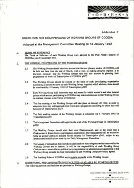 Guidelines for Chairpersons of Working Groups of CODESA adopted at Management Committee