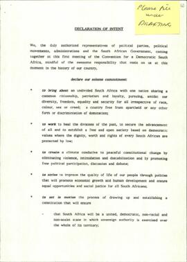 Complete draft of Declaration of Intent