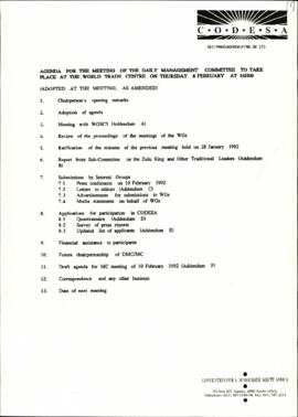 Agenda for the meeting of the Daily Management Committee