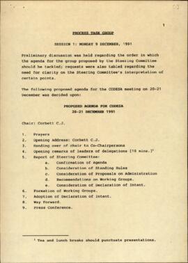 Minutes of Task Group Three Process  meeting