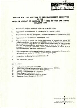 Agenda for the meeting of the Management Committee