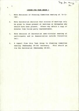 Hand amended copies for Issues for Tasks Group One Two and Three