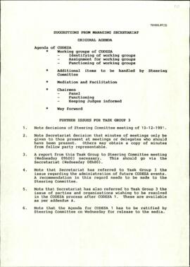 Original Agenda of Suggestions from Managing Secretariat meeting
