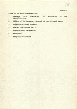 List of Delegate Confirmations