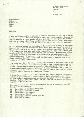 Letter from Dr. Lucas Scheepers