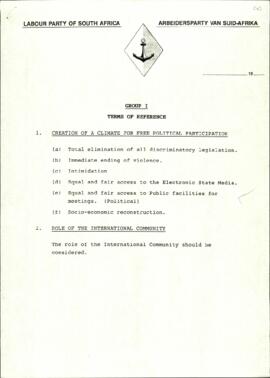 Submissions of  the Labour Party of South Africa