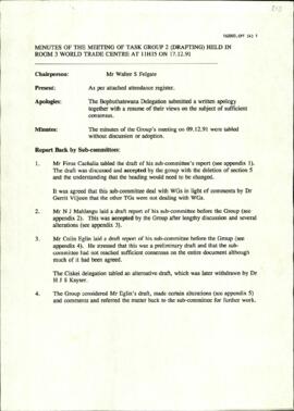 Minutes of the meeting of Task Group Two drafting with Appendices 1-5