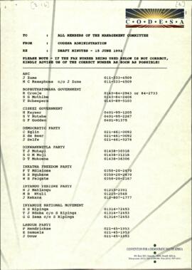 Draft Minutes of the Management Committee