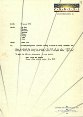 Draft agenda for the meeting of the Daily Management Committee