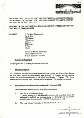 Minutes for meeting of the Daily Management Committee