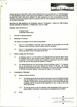 Minutes of the Working Group 1 Sub Group 1