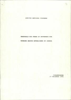 Proposals by the African National Congress for terms of reference for working groups established ...