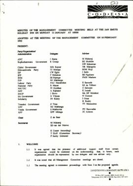 Minutes of the Management Committee meeting
