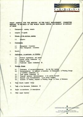Draft Agenda for the Meeting of the Daily Management Committee