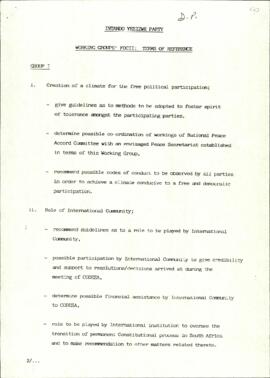 Intando Yesizwe Party Working Group's FOCII: Term of reference