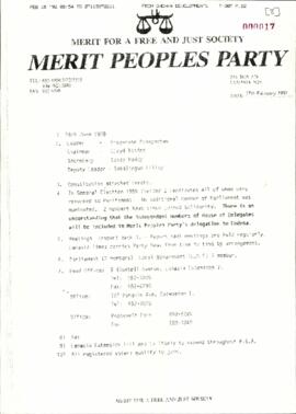 Letter from Merit People's Party