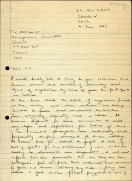 Letter from Elias Makhonya