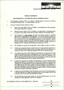 Terms of Reference for Sub-Committee on matters related to Working Group1