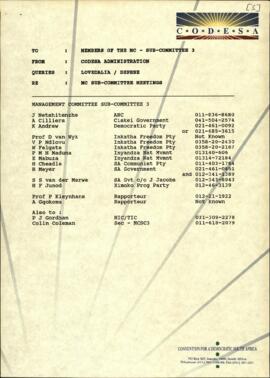 Fax to members of the Management Committee Sub-Committees 1, 3 and 4 and the  GAC