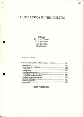 HSRC Publishers, DJ van Vuuren, NE Wiehahn, NJ Rhoodie, M Wiechers editors: South Africa in the N...