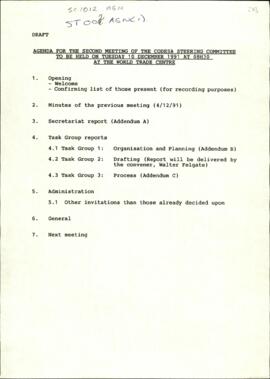 Draft Agenda for the second meeting of the CODESA Steering Committee meeting