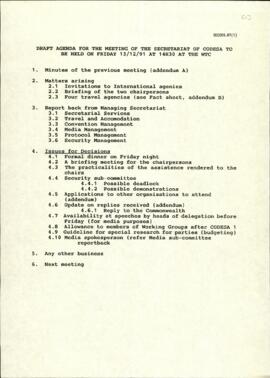Agendas and minutes for the meeting of the Secretariat of CODESA