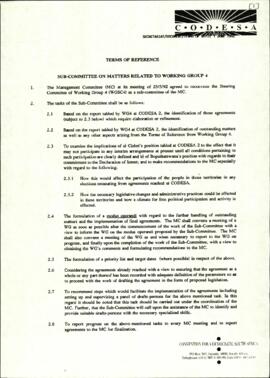 Terms of Reference of Sub -Committee on matters related to Working Group 4