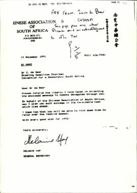 Messages of support from Chinese Association of South Africa