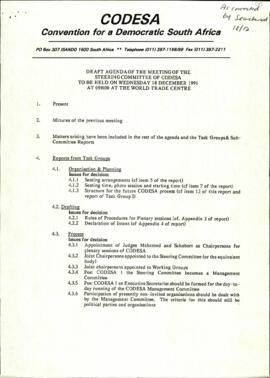Draft Agenda of Steering Committee meeting