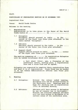 Drafts for the Logistical Plan for the Preparatory Meeting