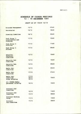 Schedule of Codesa Meetings